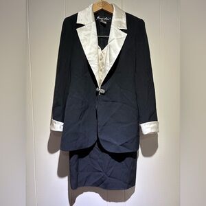 Sunny Choi black ivory satin dress suit 4 90’s y2k